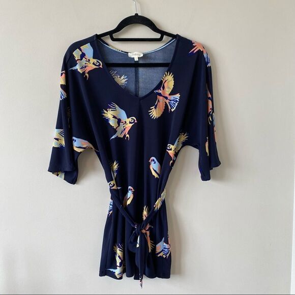 ANTHROPOLOGIE-DELETTA Bird Print Tunic Kimono - Picture 2 of 11